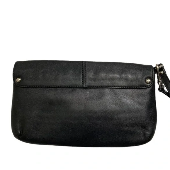 Coach black leather Ashley wristlet bag